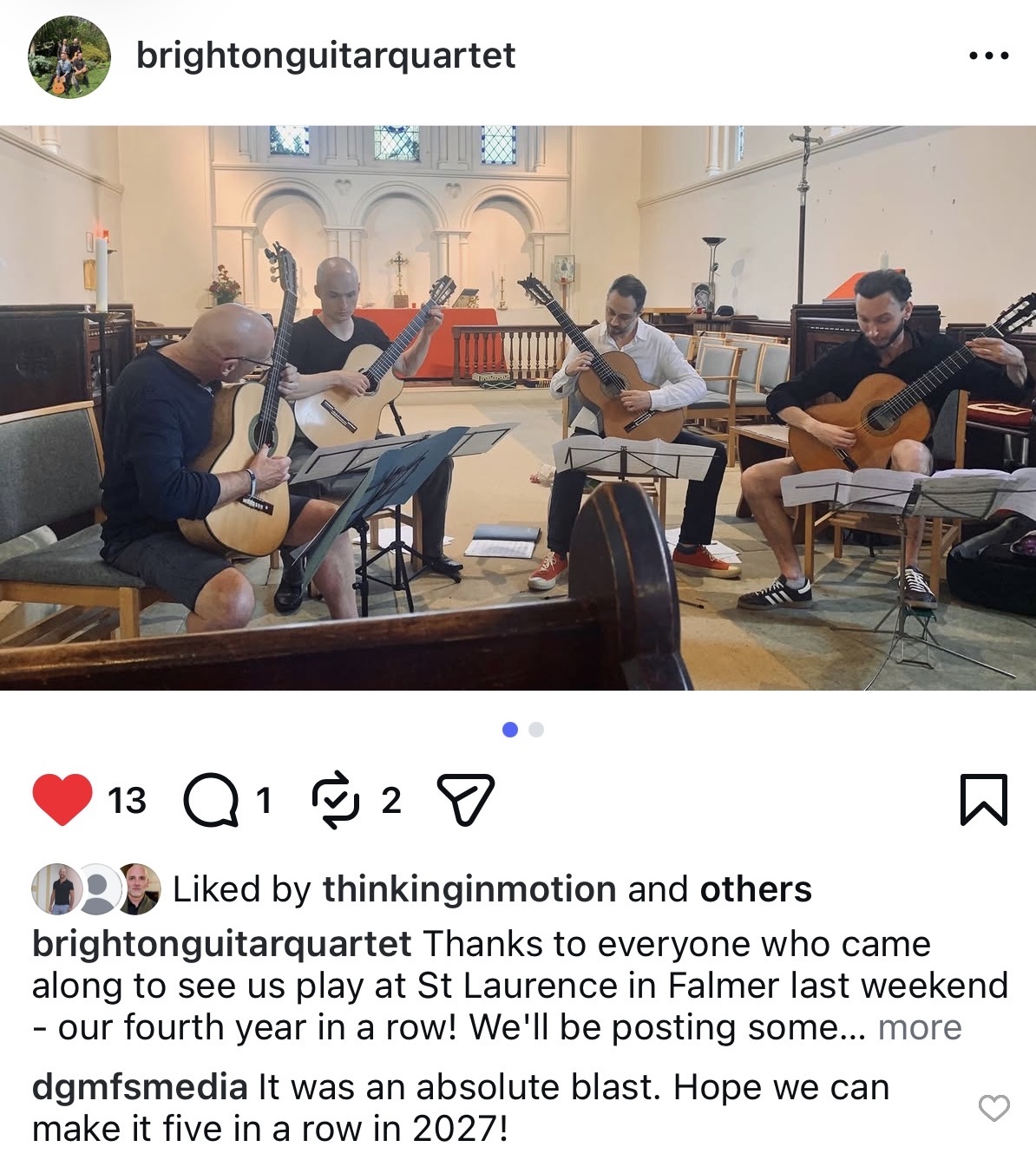 Recent posts from Brighton Guitar Quartet on Instagram